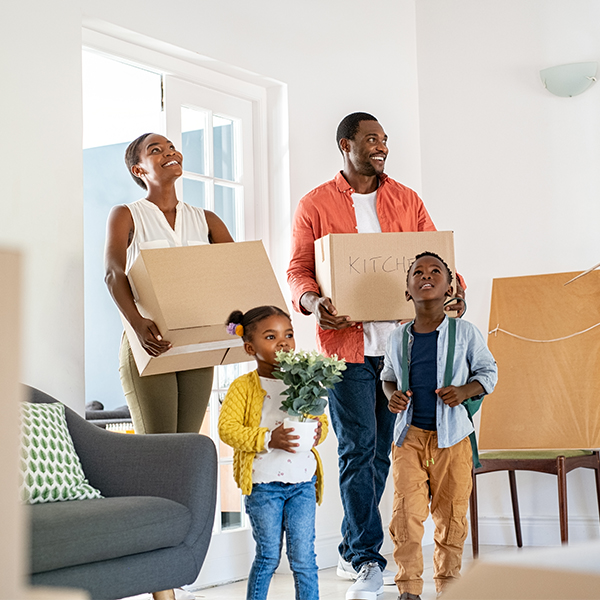 family in new home